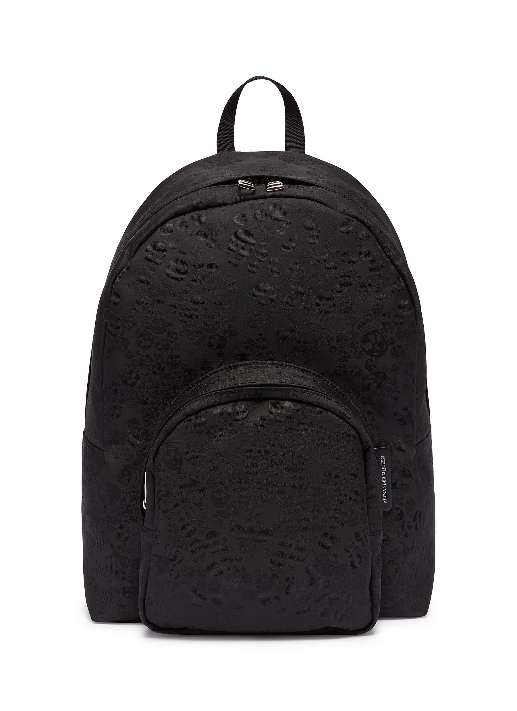 Click to view more detailed imagery on our partner's website Alexander Mcqueen Jacquard Skull Backpack In Black