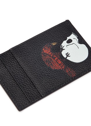 Detail View - Click To Enlarge - ALEXANDER MCQUEEN - Skull and crow print leather card holder