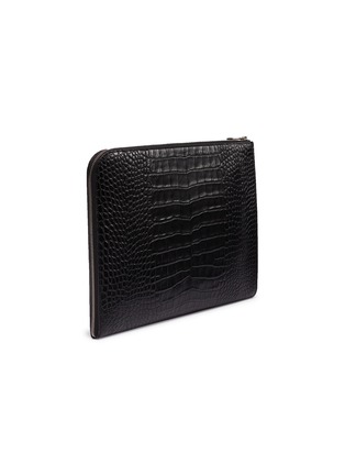 Detail View - Click To Enlarge - ALEXANDER MCQUEEN - Skull croc embossed leather zip pouch