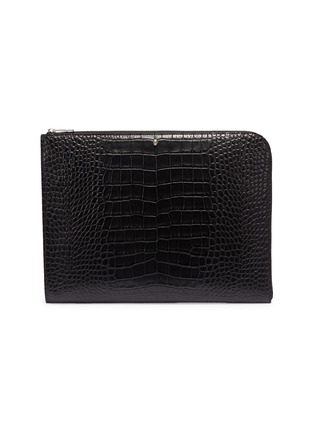 Main View - Click To Enlarge - ALEXANDER MCQUEEN - Skull croc embossed leather zip pouch