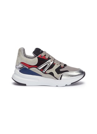 Main View - Click To Enlarge - ALEXANDER MCQUEEN - Oversized outsole colourblock patchwork sneakers