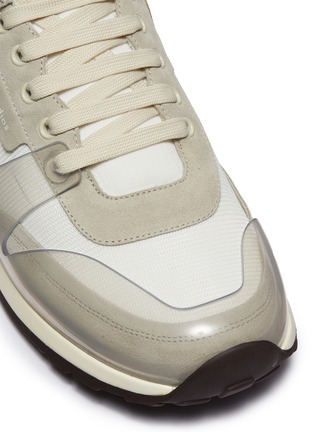 Detail View - Click To Enlarge - ACNE STUDIOS - Caged suede panel mesh sneakers