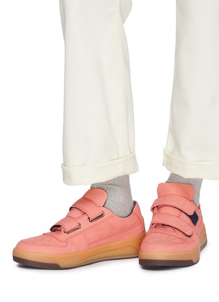 Figure View - Click To Enlarge - ACNE STUDIOS - Face patch strap leather sneakers