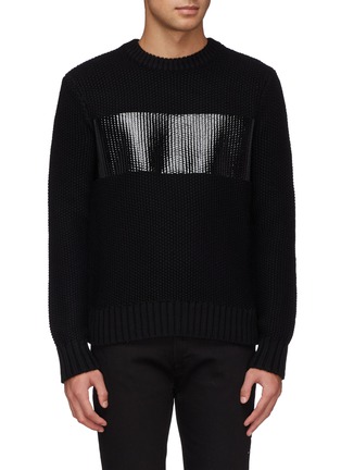 Main View - Click To Enlarge - HELMUT LANG - Coated panel wool chunky knit sweater