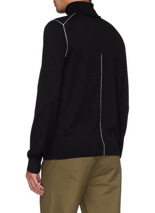 Back View - Click To Enlarge - HELMUT LANG - Contrast seam wool turtleneck sweater