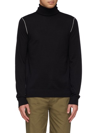 Main View - Click To Enlarge - HELMUT LANG - Contrast seam wool turtleneck sweater