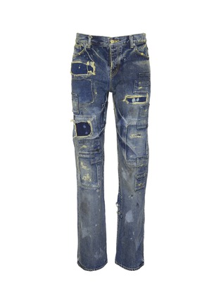 Main View - Click To Enlarge - NOVE - Rip-and-repair straight leg jeans