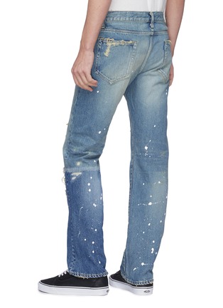 Back View - Click To Enlarge - NOVE - Paint splatter rip-and-repair straight leg jeans