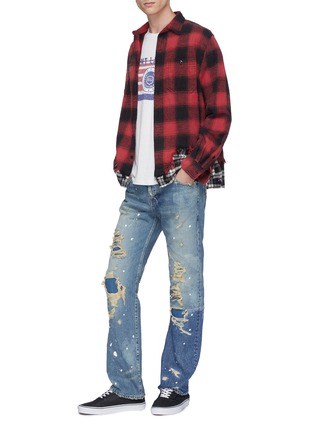 Figure View - Click To Enlarge - NOVE - Paint splatter rip-and-repair straight leg jeans