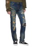 Front View - Click To Enlarge - NOVE - Rip-and-repair slim fit jeans
