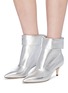 Front View - Click To Enlarge - PAUL ANDREW - 'Banner' foldover metallic leather ankle boots