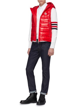 Figure View - Click To Enlarge - MONCLER - Stripe hooded down puffer vest