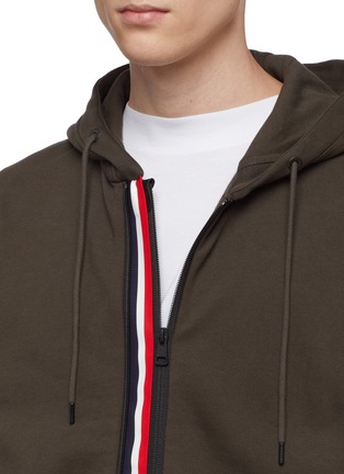 Detail View - Click To Enlarge - MONCLER - Stripe zip placket hoodie