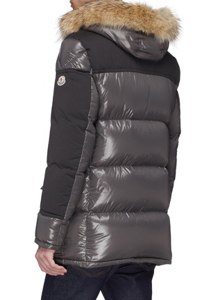 Back View - Click To Enlarge - MONCLER - Coyote fur trim hood panelled down puffer jacket