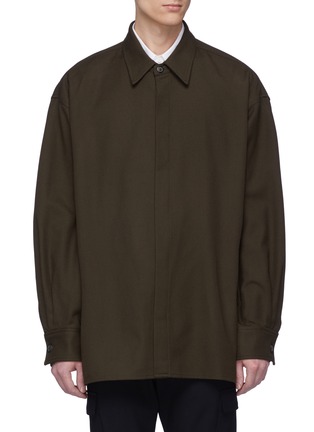 Main View - Click To Enlarge - SOLID HOMME - Belted wool twill shirt jacket