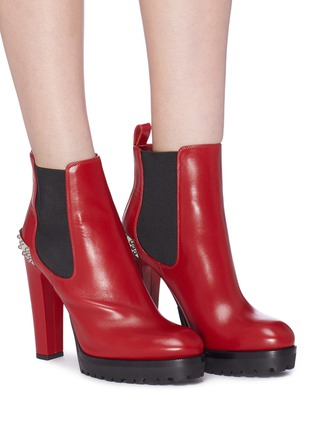 Figure View - Click To Enlarge - ALEXANDER MCQUEEN - Studded plate platform ankle Chelsea boots