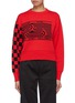 Main View - Click To Enlarge - PROENZA SCHOULER - PSWL checkerboard sleeve graphic jacquard cropped sweater