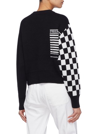 Back View - Click To Enlarge - PROENZA SCHOULER - PSWL checkerboard sleeve graphic jacquard cropped sweater