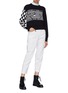 Figure View - Click To Enlarge - PROENZA SCHOULER - PSWL checkerboard sleeve graphic jacquard cropped sweater
