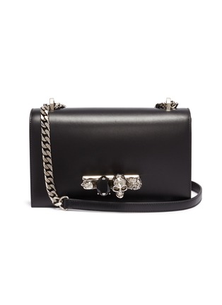 Main View - Click To Enlarge - ALEXANDER MCQUEEN - 'The Jewelled Satchel' in leather with Swarovski crystal knuckle