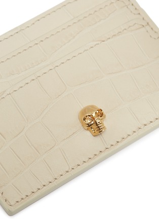 Detail View - Click To Enlarge - ALEXANDER MCQUEEN - Skull croc embossed leather card holder