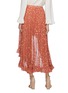 Back View - Click To Enlarge - CAROLINE CONSTAS - 'Adelle' ruffle star fil coupé silk high-low skirt