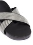 Detail View - Click To Enlarge - FIGS BY FIGUEROA - 'Figomatic' glass crystal cross strap satin slide sandals