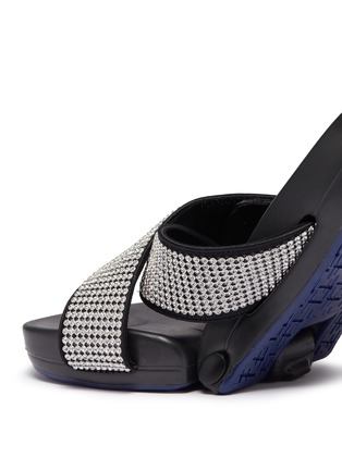  - FIGS BY FIGUEROA - 'Figomatic' glass crystal cross strap satin slide sandals