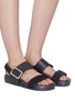 Figure View - Click To Enlarge - FIGS BY FIGUEROA - 'Figulous' suede and leather slingback sandals