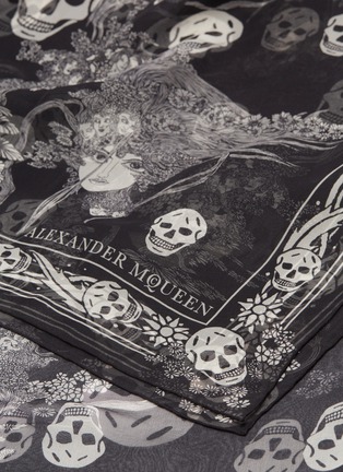 Detail View - Click To Enlarge - ALEXANDER MCQUEEN - Ophelia Multiskull silk chiffon scarf
