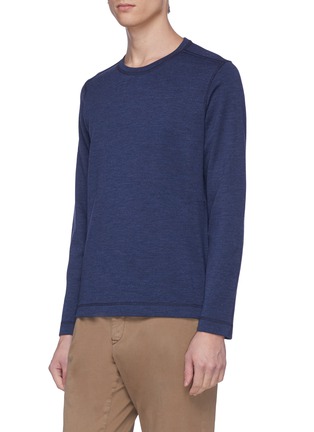 Front View - Click To Enlarge - EIDOS - Contrast topstitching wool long sleeve T-shirt