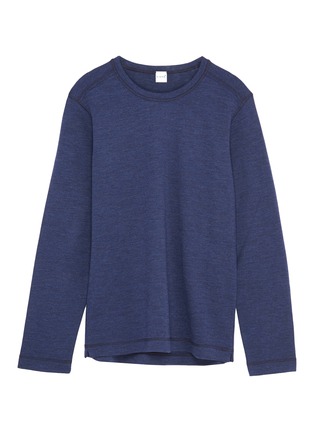Main View - Click To Enlarge - EIDOS - Contrast topstitching wool long sleeve T-shirt