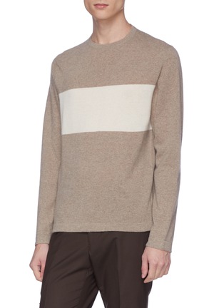 Front View - Click To Enlarge - EIDOS - Colourblock stripe cashmere sweater