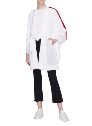 Figure View - Click To Enlarge - NORMA KAMALI - Belted stripe sleeve robe jacket