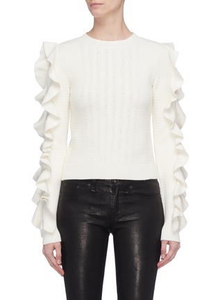 Main View - Click To Enlarge - PHILOSOPHY DI LORENZO SERAFINI - Ruffle sleeve cable knit sweater