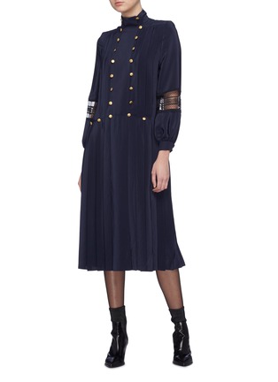 Figure View - Click To Enlarge - PHILOSOPHY DI LORENZO SERAFINI - Lace panel pleated button dress