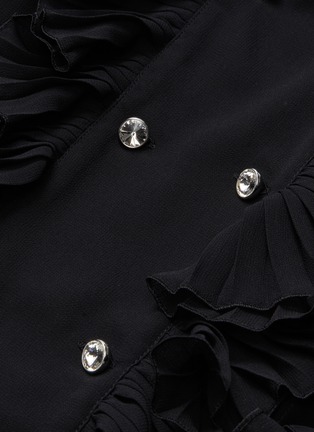 Detail View - Click To Enlarge - PHILOSOPHY DI LORENZO SERAFINI - Ruffle trim glass crystal button pleated dress