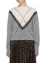 Main View - Click To Enlarge - PHILOSOPHY DI LORENZO SERAFINI - Lace trim chevron stitched colourblock sweater