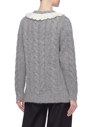 Back View - Click To Enlarge - PHILOSOPHY DI LORENZO SERAFINI - Ruffle neck cable knit sweater