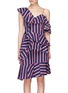 Main View - Click To Enlarge - ALICE & OLIVIA - 'Laflora' asymmetric ruffle stripe one-shoulder dress