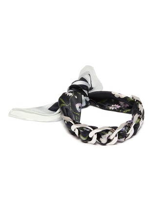 Main View - Click To Enlarge - W. BRITT - Curb chain floral print scarf tie bracelet