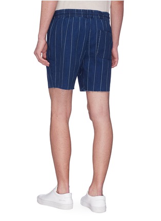 Back View - Click To Enlarge - TOPMAN - Raw cuff pinstripe denim shorts