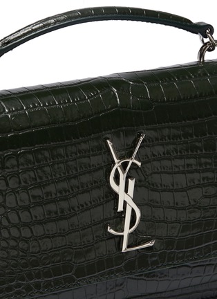Detail View - Click To Enlarge - SAINT LAURENT - 'Sunset' croc embossed leather chain wallet