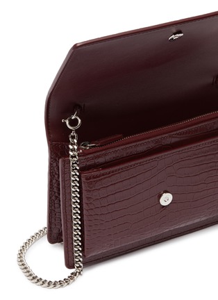 Detail View - Click To Enlarge - SAINT LAURENT - 'Sunset' croc embossed leather chain wallet