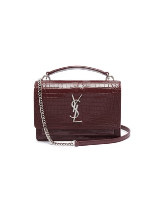 Main View - Click To Enlarge - SAINT LAURENT - 'Sunset' croc embossed leather chain wallet