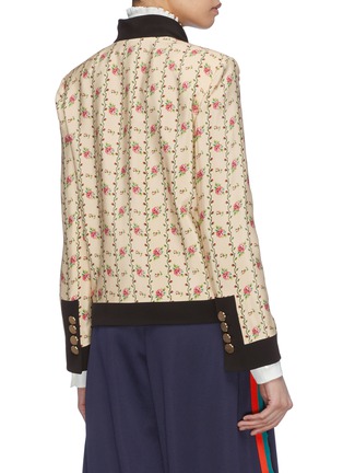 Back View - Click To Enlarge - GUCCI - Rose print marocain pussybow jacket