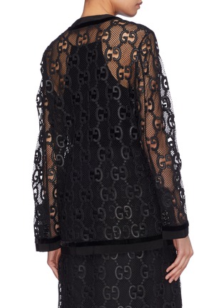 Back View - Click To Enlarge - GUCCI - GG leather trim macramé oversized jacket