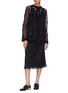 Figure View - Click To Enlarge - GUCCI - GG leather trim macramé oversized jacket