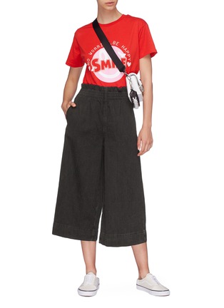 Figure View - Click To Enlarge - TOPSHOP - Smocked waist denim culottes