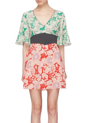 Main View - Click To Enlarge - TOPSHOP - Tie back colourblock floral print dress